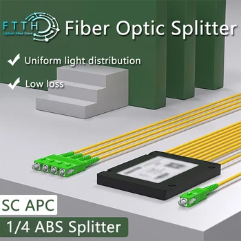 1X4 SC APC FBT Splitter Optični Spojnik svjetlovodni FTTH 1*4 SC APC Single-mode Simplex PLC Optični Delilnik PVC