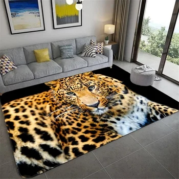 3D Leopard, Tiger, Lev Mačka Non-slip Površina Preproge Velike Mat Odeje za Dnevni Sobi Udobno Preproga Mehka Talna Obloga Odeje za Spalnico
